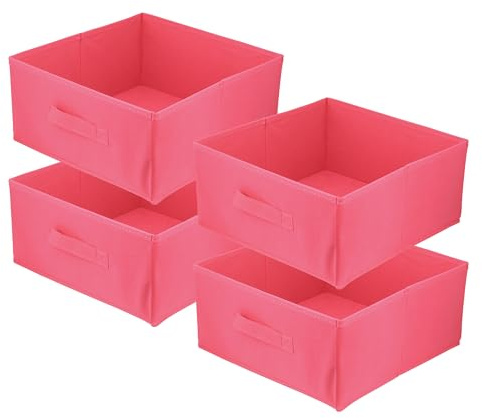 lavita Storage Box | faltbare Aufbewahrung Boxen 31 x 31 x 15 cm | Schubladen-Organizer Box| Ordnungssysteme fr Kleidung | Kleideraufbewahrung & Organisation | Dunkelpink | 4 stck