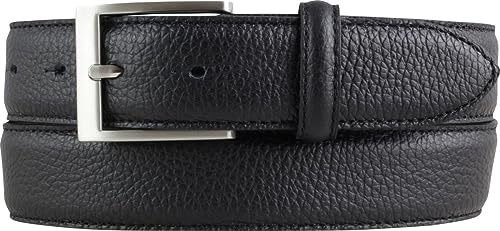 BELTINGER Italienischer Anzug-Gürtel, 35 mm breit, Herren, Anzuggürtel, Hosengürtel, strukturiertes Leder, Schließe Silber