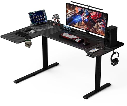 Acrolix Bureau Assis Debout, 150 x 100 CM, Bureau Réglable en Hauteur, Bureau Électrique, avec Porte-gobelet et Crochet, 72-118 cm Réglable Librement, pour Chambre, Télétravail, Carbone Noir