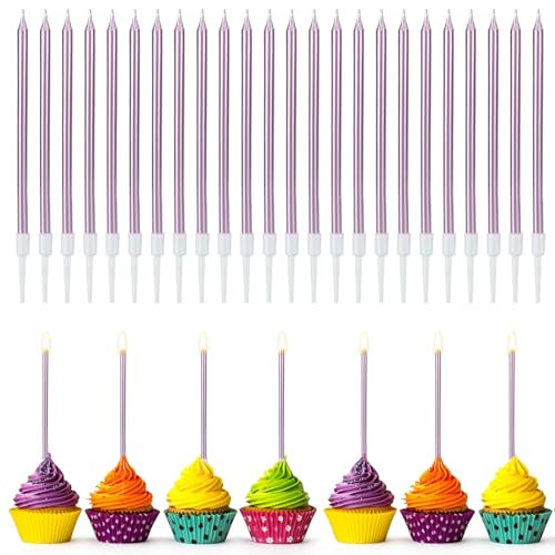 FIHODONE 24 Stück Geburtstagskerzen, Kerzen Geburtstag Geburtstagskerzen für Torte, Kerzen Verzieren Mädchen Junge, Geburtstagsdeko Hochzeit Party Kuchen Dekorationen (Pink)