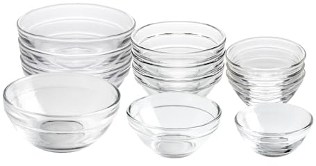 HillSpring 3 Sizes of Glass Prep Bowl Sets, Clear Small Pinch Bowls for Salt, Spices and Chopped Ingredients, 1.5oz/2.5oz/3.5oz, Set of 12