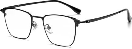 Cyxus Browline Brille Ohne Stärke Herren Damen mit Titan Tempel Mode Metall Browline Rahmen（8142X01 Schwarz）
