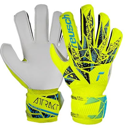 Reusch Attrakt Solid Junior Soccer Goalkeeper Gloves Yellow/Blue, Size 4