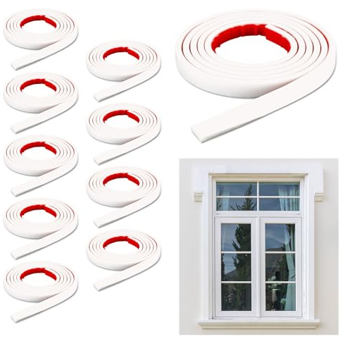 10pcs Window Grid Kit, 32.8ft White Window Grille Inserts Self-Adhesive Peel and Stick Molding Trim for Walls, Flexible Window Mullions Decoration for Window Frames, Borders, Tiles