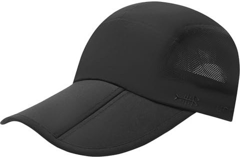 Bassdash Baseballkeps vikbar UPF 50+ vattentät och solskydd lastbilskeps herr dam justerbar, Svart, one size