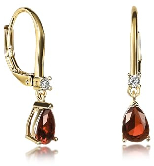 Zavana Kleine Tropfen-Ohrringe für Damen und Teenager-Mädchen, Zierliche Ohrhänger mit Birnenförmigem Stein, Silber oder Gold, Elegante Ohrringe mit Klappverschluss