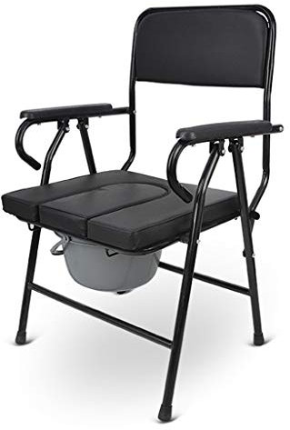 Extra breiter zusammenklappbarer Toilettenstuhl für Senioren und Behinderte, robuster Toilettenstuhl mit gepolsterten Polstergriffen und Eimer, ideal für Schwangere und Heimpflege