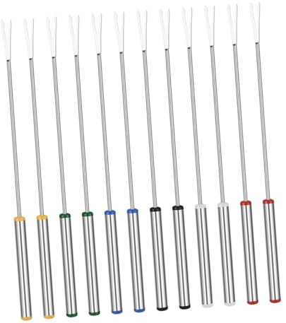 Cabilock 12pcs Silverware Cutlery Stainless Steel Cheese Forks Fruit Forks Dipping Tools for Fondue Baking Supplies