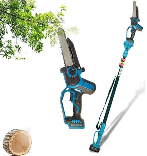 WEIMILOR Motosierra de pértiga inalámbrica 2 en 1 y Mini Motosierra, Sierra de pértiga de 21 V alimentada por batería, Sierra de pértiga eléctrica sin escobillas con 2 baterías de 2,0 Ah