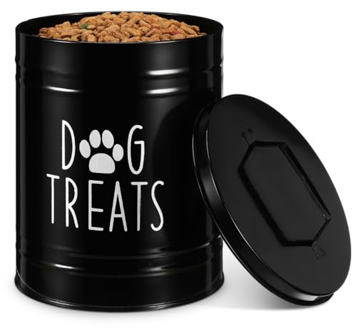 Cabilock Dog Treat Jar, Airtight Dog Food Storage Container with Lid, Metal Sealed Pet Treat Bin for Kitchen Counter Dry Kibble, to Keep Food Fresh and Secure
