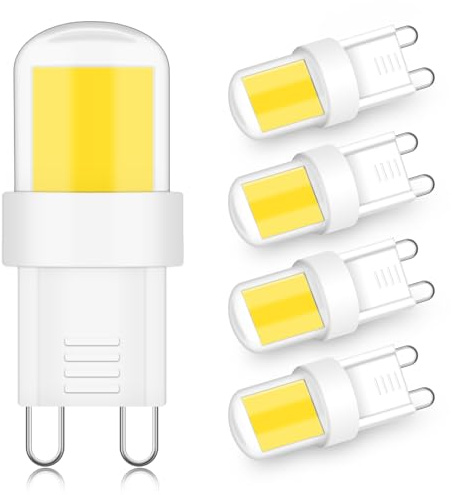 ZHENMING COB G9 LED 4W 6000K Kaltweiß Nicht Dimmbar Ersatz 20W-40W Halogen | 400 Lumen 220V Bi-Pin Kurz LED Lampe für Schlafzimmer Restaurants 5 Stück