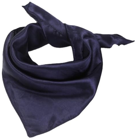 1 Stück 50x50cm Damen Seidenschal,Kleines Quadratischer Halstuch Einfarbiger Weicher Seidentuch,Satin Seidentuch Stola Seidenkopftuch Vintage Schal Elegante Silk Scarf Geschenk für Frauen,Marineblau