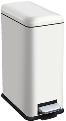 JM ·YIPENG 10L Mülleimer Mit Deckel, Pedal，Inneneimer, Softclose, Weiß