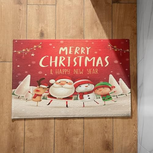 CEVAN Fußmatte Waschbar Dünn Sauberlaufmatte Mit Muster Weihnachten Fußmatte Outdoor Fussmatten Haustür Innen 50x80cm