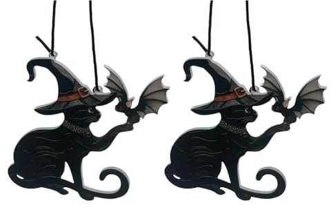 Giwnhvx 2 STÜCKE Halloween Katze Fledermaus Türdekoration Haustür & Rechtwinklige Dekoration Halloween Horror Zubehör