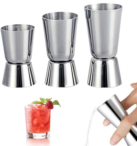 Cocktail Messbecher 3 Stück Set 3cl/4cl/5cl Skala, Mixbecher Portionierer Zubehör Jigger für Bar Party