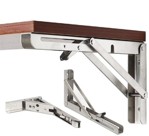 JKELPV Regalträger Regalträger Metall 2 stücke Halterungen 8-22 Zoll dekorative Wand montierte Regalhalterung 304 Edelstahl dreieckige Unterstützung Faltbare Unterstützung(18inch)