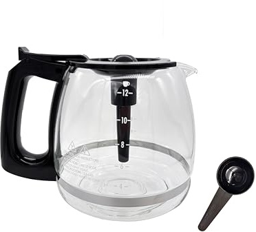 Universal Adjustable Glass Coffee Carafe, 12-Cup, Compatible with Mr. Coffee, Black+Decker, Hamilton Beach, Cuisinart, Height Adjustable 5.8 to 6.7 inches (148-170mm)