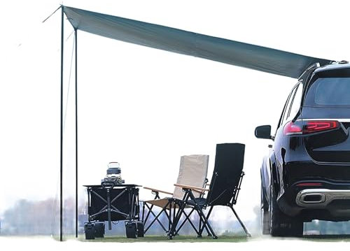 YCYHXJB Toldo Coche Portátil con Ventosas, Toldo Furgoneta Camper, Oxford 210D PU3000mm UV50+, Tienda de Campaña Coche Lateral para Coche, SUV, Camión o Furgoneta(Black)