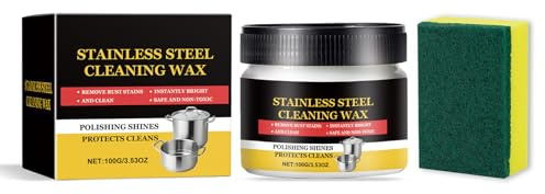 Stainless Steel Cleaning Cream,Stainless Steel Cleaning Wax,Powerful Derusting Clean Paste,Cookware Cleanser for Home,Polish for Cookware,100G