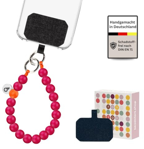 beadstars® Handykette kurz aus Holzperlen | Universal Handyanhänger für alle Smartphones | Handmade in Germany | kompatibel mit iPhone, Samsung u.a. | ideal als Geschenke für Frauen