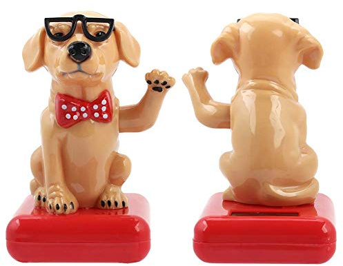Ejoyous Solar Figure Wobble Figure, Solar Wobbly Dog Swinging Arm Car Funny -Powered Dashboard Ornament Dancing Toys (Gyllene retriever)