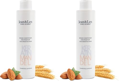 Jean & Len Conditioner Repair Keratin & Mandel, für strukturgeschädigtes Haar, bändigt Frizz und verleiht Glanz, Haarconditioner mit pflanzlichem Keratin, ohne Parabene & Silikone, vegan, 300 ml