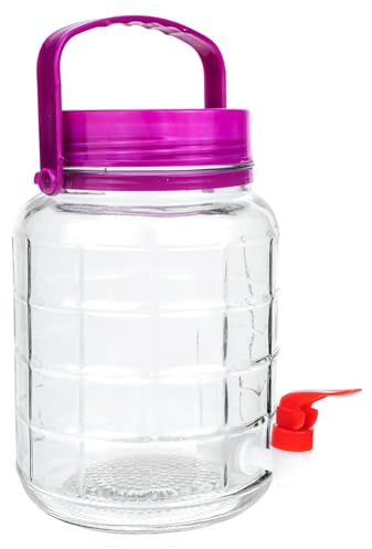 Garneck Frasco de Vidrio para Pepinillos de 3L Grifo Tarro Transparente para Fermentación de Bebidas Botella de Vino Casera Tapa Hermética Contenedor Multiusos para Cocina