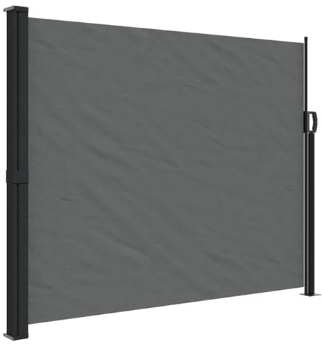 Tenda da sole laterale retrattile, Schermo privacy oscurante per balconi e terrazzi in poliestere con rivestimento PU, Dimensione 160x600 cm, Schermo divisorio per giardino, patio, cortile e spazi est