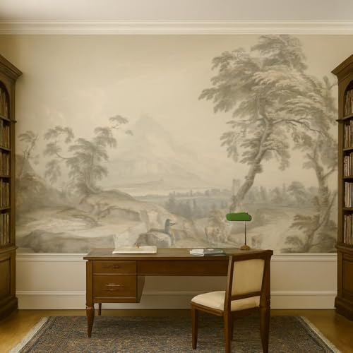 Sunny Graphics Print Classical Landscape Photo Mural Wallpaper Mountain Village Vintage Painting Wall Art Elegant Room Decoration Home Office Wall Covering Poster