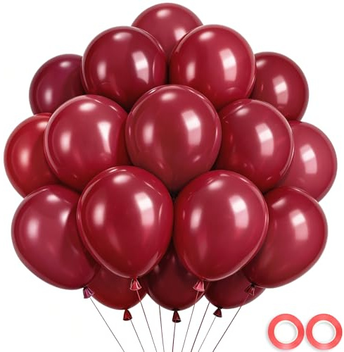 Wayfun Luftballons Weinrote Dunkelrot, 52 Stück 12 Zoll Weinrote Luftballons Bordeaux, Verstärktem Latex Helium Ballons Rot für Burgunderrote Geburtstagsdeko Hochzeitsdeko Babyparty Graduation Taufe