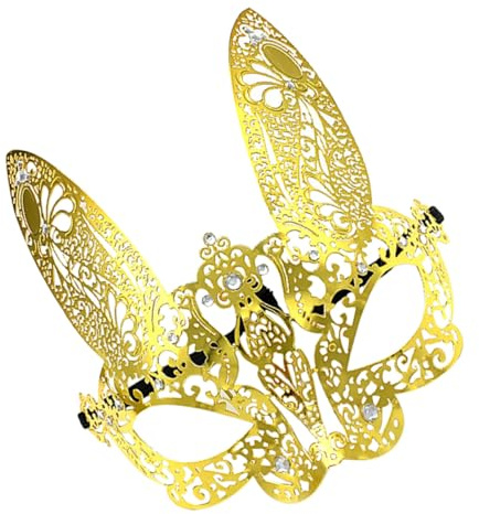 iplusmile Masque de Fête Lapin en Alliage Doré Demi-masque pour Femmes, Accessoire de Bal Masqué Élégant, Masque de Carnaval pour Soirées à Thème et Cosplay