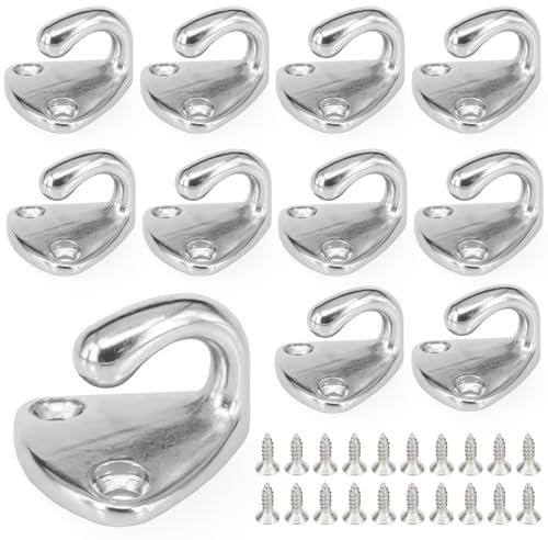 10 Stück Planenhaken Anhänger Netzhaken, Planenbefestigung 316 Edelstahl Anhänger Haken mit 20 Schrauben Metall Haken Abspannhaken für Plane & Anhängernetz, Bootshaken, Yachtzubehör, Kleiderhaken