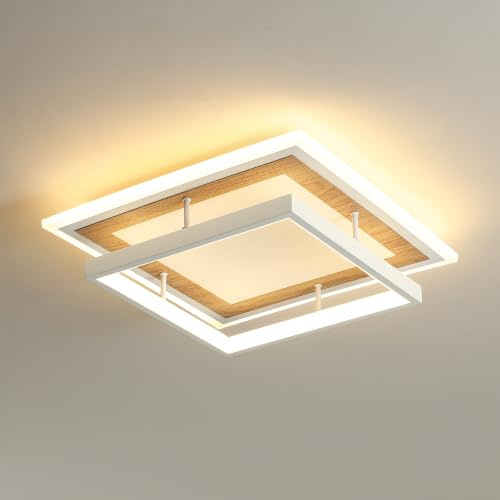 MELAYR 4781847 LED Deckenlampe Modern 3000K Deckenleuchte | CRI≥80 Quadrat Doppelring Lampe Decke Ceiling Lights für Wohnzimmer, Schlafzimmer, Flur, Restaurant, Büro und Arbeitszimmer