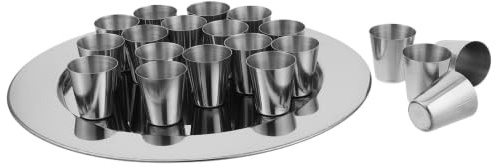 INOOMP Juego de Copas Sagradas de Acero Inoxidable Plata, Cáliz Ritual Apilable y Fácil Mantenimiento para Servicios Regulares y Eventos Religiosos de Comunión