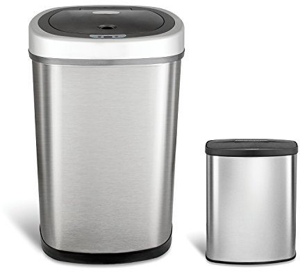 9stars 50L & 8L combo twin set autobin oval stainless steel kitchen sensor waste bin