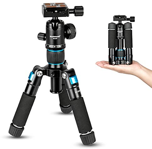 Koolehaoda Portable Mini Tripod Aluminum Alloy Tabletop Tripod Height 20 inch / 51cm with 360 Degree Ball Head and Bag for DSLR Camera, Video Camcorder.Load up to 11lbs / 5kg - (Blue)