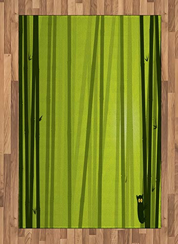 ABAKUHAUS Bambus Teppich, Botanisches Wildtier, Deko-Teppich Digitaldruck, Färben mit langfristigen Halt, 120 x 180 cm, Apfelgrün Schwarz