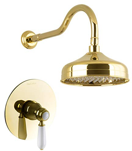PaulGurkes Duschset Unterputz Gold Regendusche Nostalgie Retro Luxus Dusche Set