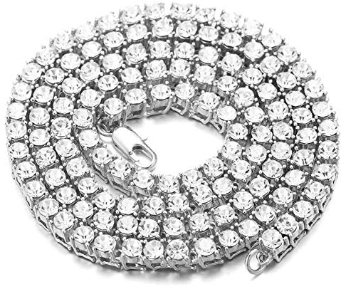 Halukakah Herren Goldkette Tenniskette für Männer ● ELITE ● Iced Out Design, 5.5MM, Verfügbar in 18 Karat Echtgold/Platin Weißgold/Rhodium Schwarz Überzogen, Handgefertigte Labordiamanten Zieren Dieses Halsband Halskette Armband