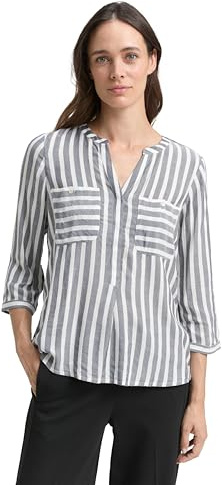 TOM TAILOR Le signore Blusa a Righe 1016190, 26940 - Offwhite Navy Vertical Stripe, 46