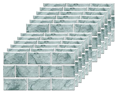 12 stück Fliesenaufkleber für Bad und Küche 30x15cm Fliesenfolie Wasserfest Badezimmer Fliesensticker, Küchenfolie Selbstklebend Fliesen klebefliesen Grün