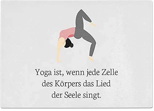 JUNIWORDS Glasschneidebrett Frühstücksbrett, Yoga ist, wenn jede Zelle des Körpers das Lied der Seele singt