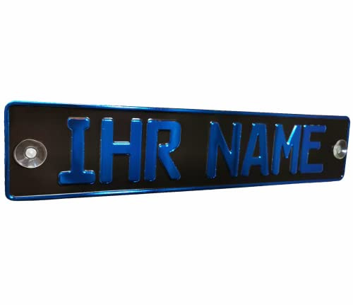 Schild Namenschild LKW Fahrer Autofahrer Anthrazit/Schwarz Farbe vom Text ist in Blau Metallic Folie farbig TRUCK Funschild