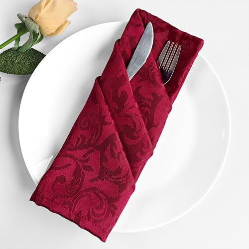 Trimming Shop Kitchen Dining Table Napkins [10 Pack, Red] 20 x 20 100% Polyester Premium Quality, Hemmed Edges, Washable Reusable Dinner Cloth Napkin for Home Restaurant Wedding Christmas Party