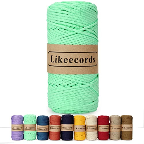 Likeecords Poliestere Corda 4mm x 130m,Cordino Per Borse Uncinetto,Polipropilene Macrame Corda intrecciata,Macramè Filo per Appendiabiti per Fiori, Home Decor (Verde fluorescente)