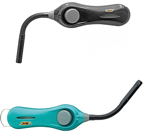 Sunmondo® BIC Stabfeuerzeug Flex 2er Set – Schwarz & Blau – Flexibler Hals – Nachfüllbar – Ideal für Kerzen, Grill & Kamin