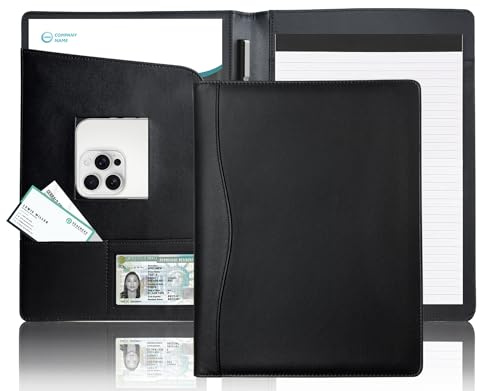 Padfolio Portfolio Organizer Legal Pad Holder Padfolio Folder Leather Portfolio Storage Clipboard Notepad with Cover for Letter Size A4 Writing Pad for Business and School Office