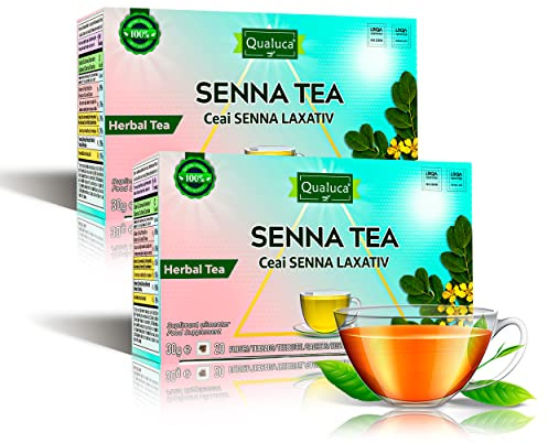 Qualuca® | Senna-Tee - Abführmittel | Senna Tee natürliches Abführmittel | Natürlicher Sennesblättertee | Kräutertee | Packung mit 2 | 40 Teebeutel | 60g