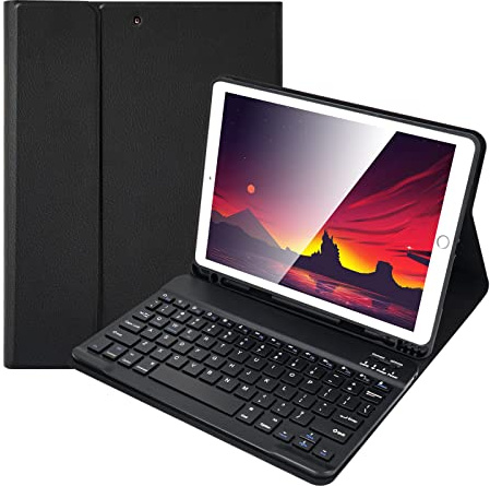 Lively Life Bluetooth Keyboard Case for iPad Pro & Air, Detachable, Built-in Pencil Slot - Black